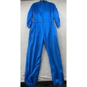 VTG Abraxas Jumpsuit Women's Size Small Blue Nylon Golden Girls 80's Shiny